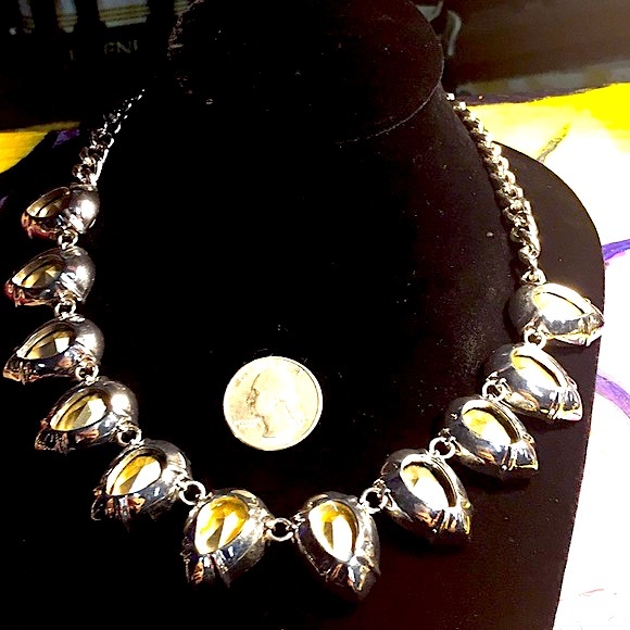 J. Crew Large Crystal Teardrop Smokey Chunky VNTG - Picture 5 of 8